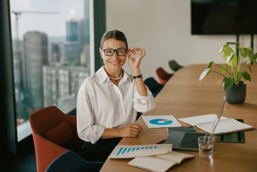 Tax advisor reviewing financial reports